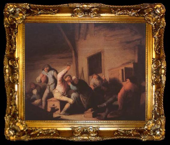 framed  Ostade, Adriaen van Peasants Carousing in a Tavern (mk08), ta009-2